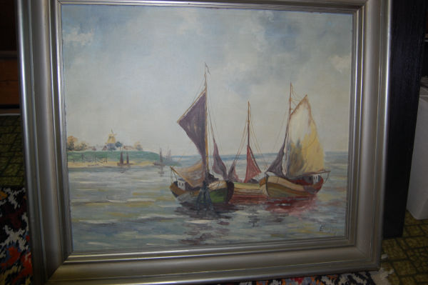 Ölgemälde Fischkutter G. Jansen