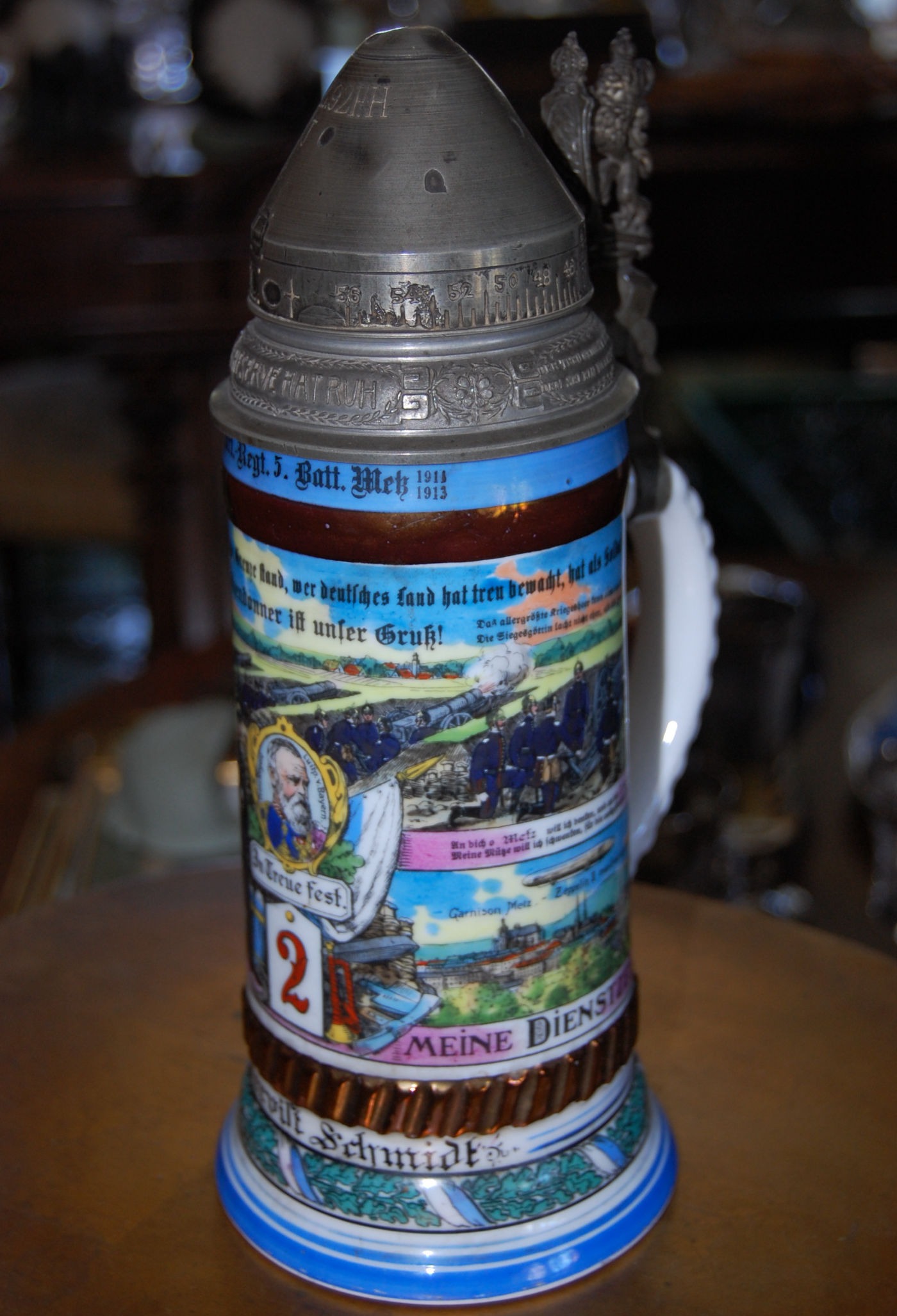 Reservistenkrug, Artillerie, personalisiert, mit Namensleiste, Höhe 27 cm