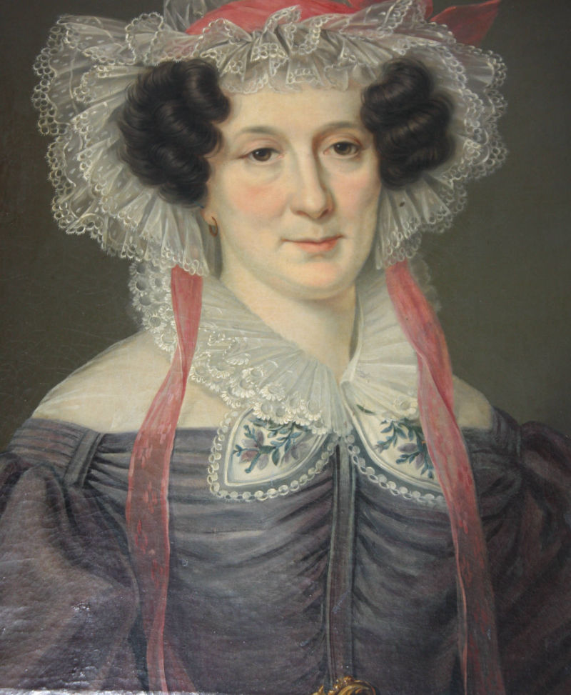Antikes Portrait Dame mit Tracht um 1800
