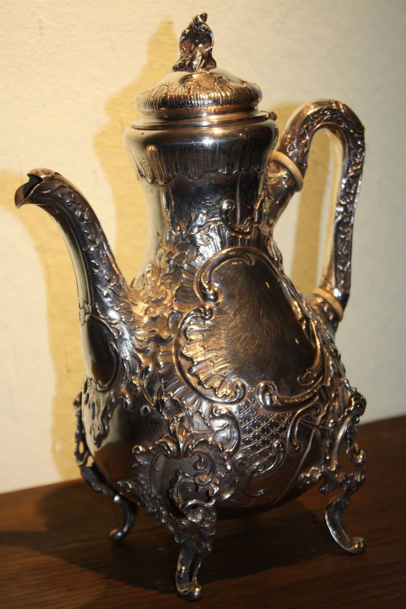 Antike Kaffeekanne, Silber, um 1870